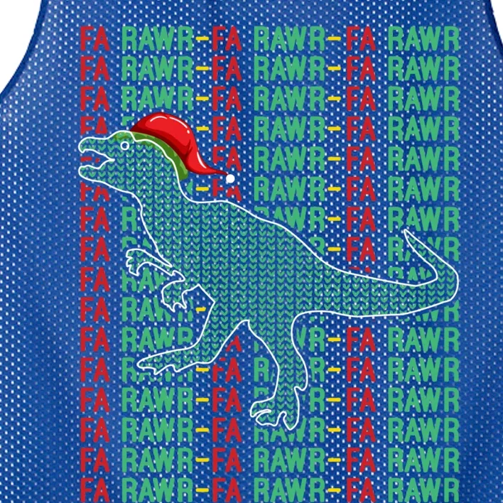 Trex Xmas Gift Fa Ra Rawr Dinosaur Ugly Christmas Sweater Gift Mesh Reversible Basketball Jersey Tank