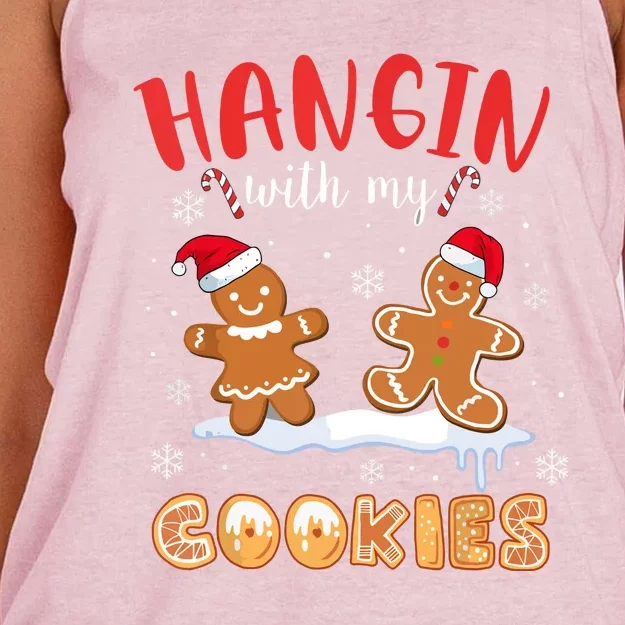 Teacher Xmas Hangin With My Cookies Gingerbread Christmas Gift Women's Knotted Racerback Tank