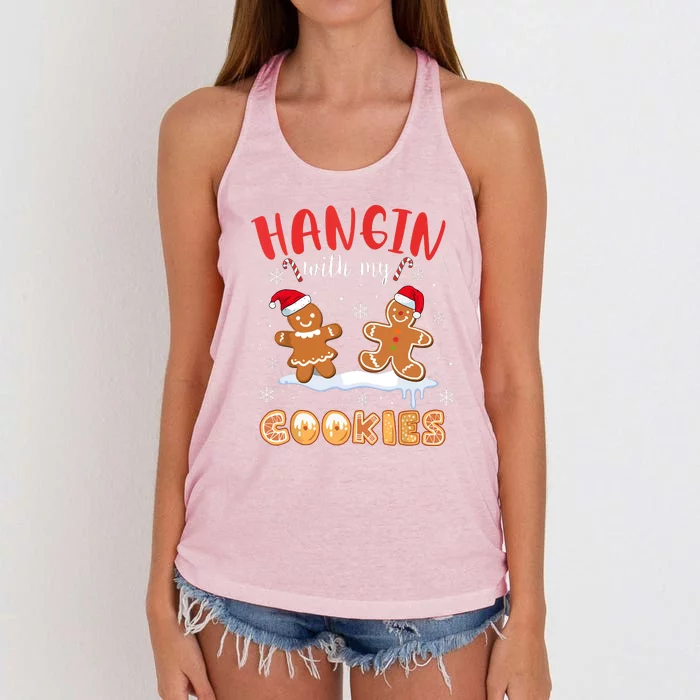 Teacher Xmas Hangin With My Cookies Gingerbread Christmas Gift Women's Knotted Racerback Tank