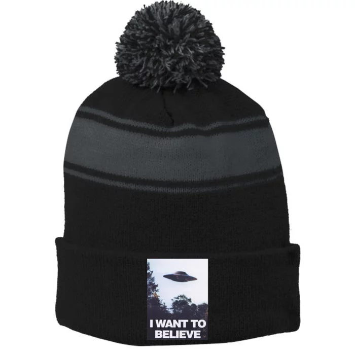 The Xfiles I Want To Believe Stripe Pom Pom Beanie