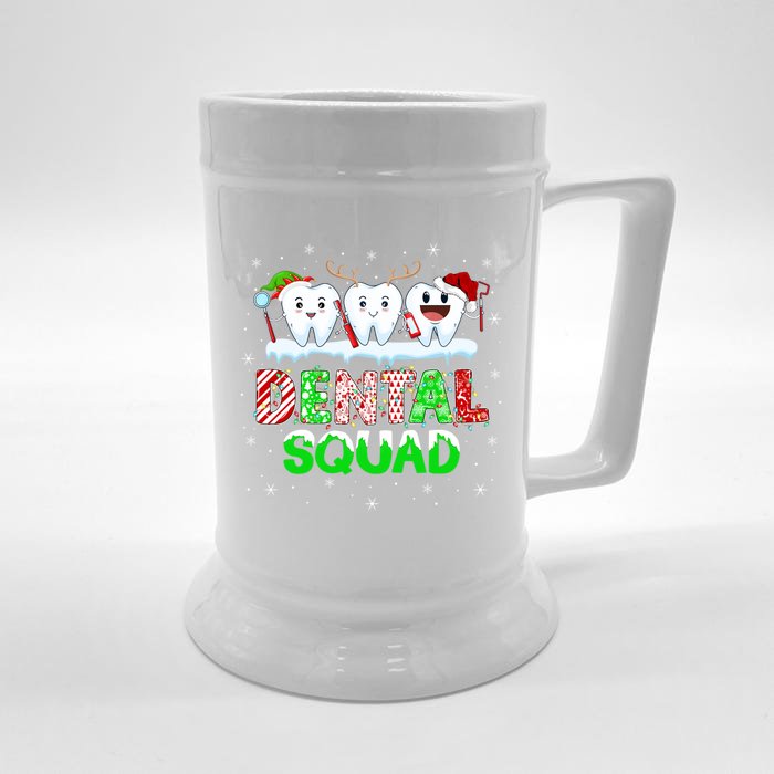 Teeth Xmas Lights Dental Squad Dentist Hygienist Christmas Gift Front & Back Beer Stein