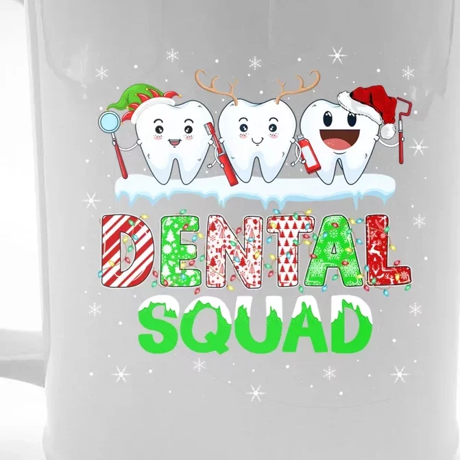 Teeth Xmas Lights Dental Squad Dentist Hygienist Christmas Gift Front & Back Beer Stein