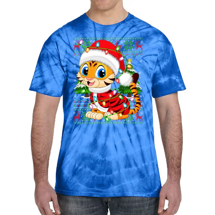 Tiger Xmas Style Ugly Santa Tiger Christmas Cool Gift Tie-Dye T-Shirt