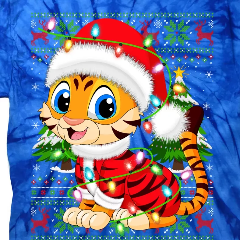 Tiger Xmas Style Ugly Santa Tiger Christmas Cool Gift Tie-Dye T-Shirt