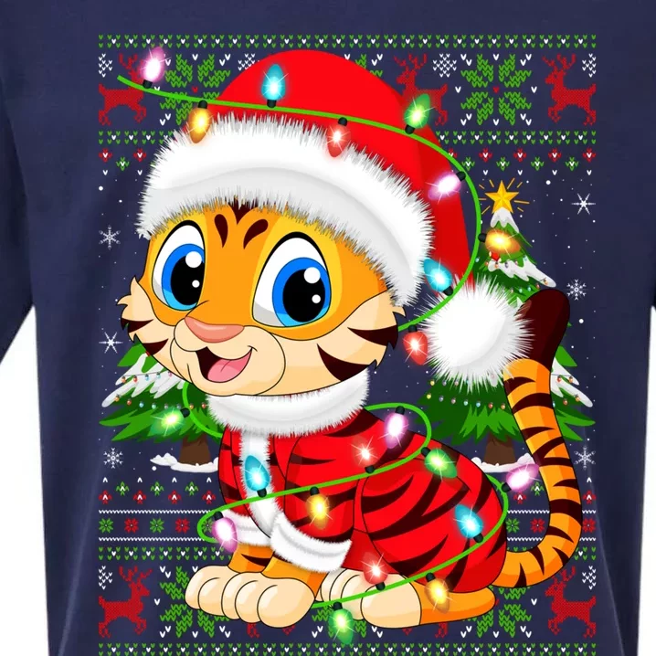 Tiger Xmas Style Ugly Santa Tiger Christmas Cool Gift Sueded Cloud Jersey T-Shirt