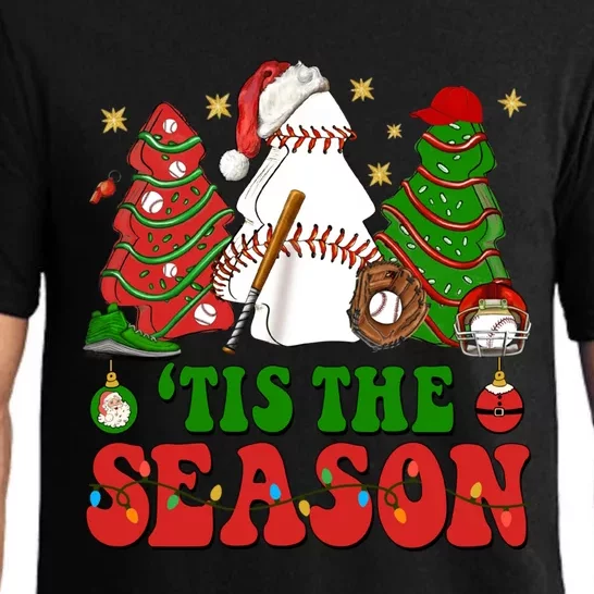 Tis Xmas The Season Baseball Christmas Tree Cakes Debbie Cool Gift Pajama Set