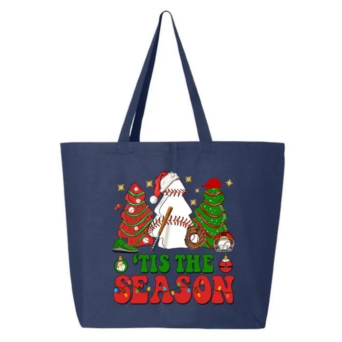 Tis Xmas The Season Baseball Christmas Tree Cakes Debbie Cool Gift 25L Jumbo Tote