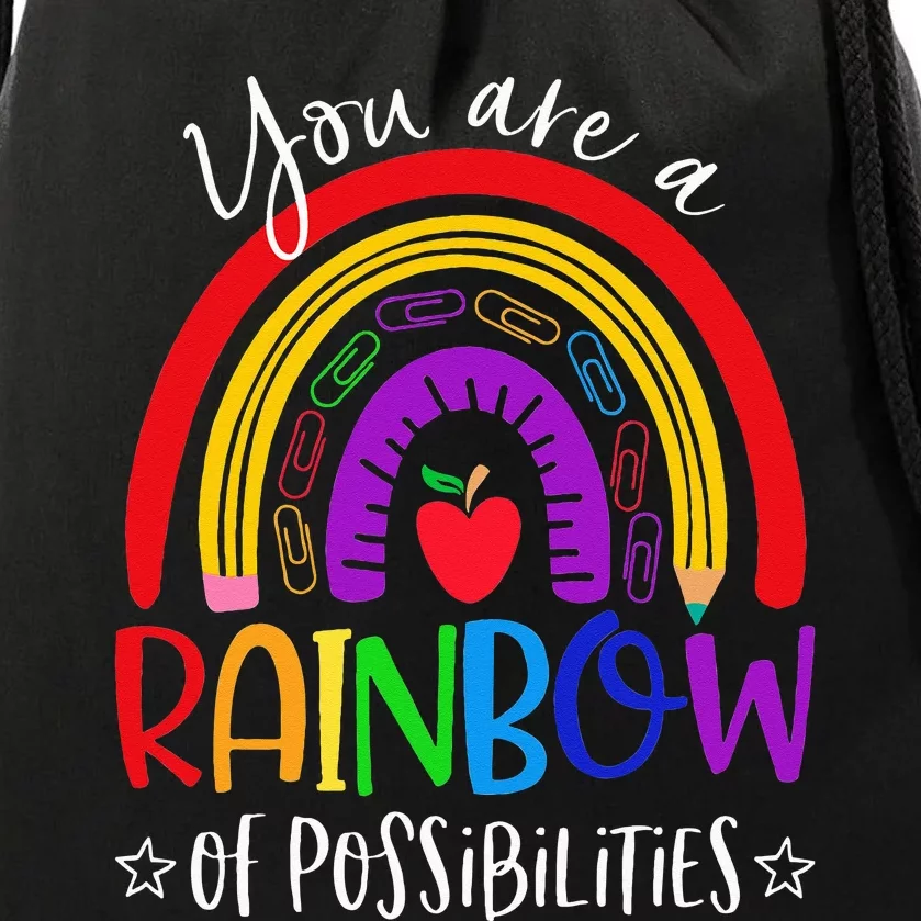 Teacher you are a rainbow of possibilities funny Drawstring Bag