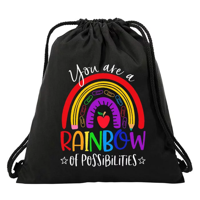 Teacher you are a rainbow of possibilities funny Drawstring Bag