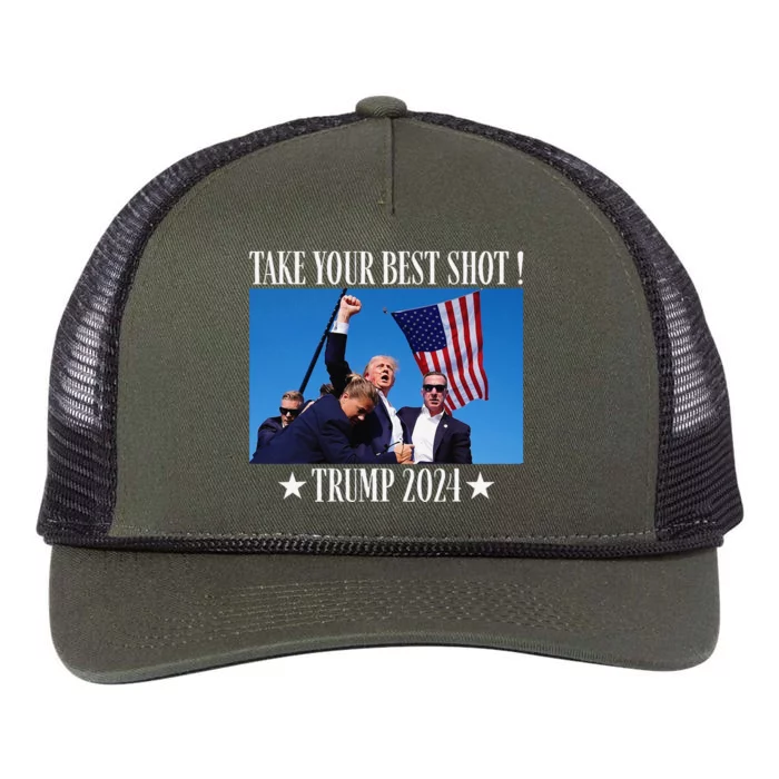 Take Your Best Shot Trump Shot Retro Rope Trucker Hat Cap