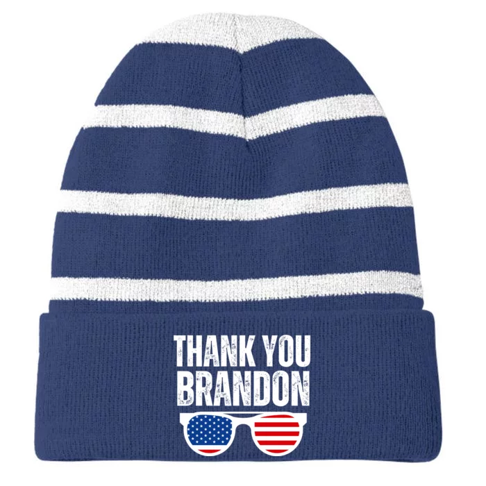 Thank You Brandon Striped Beanie with Solid Band