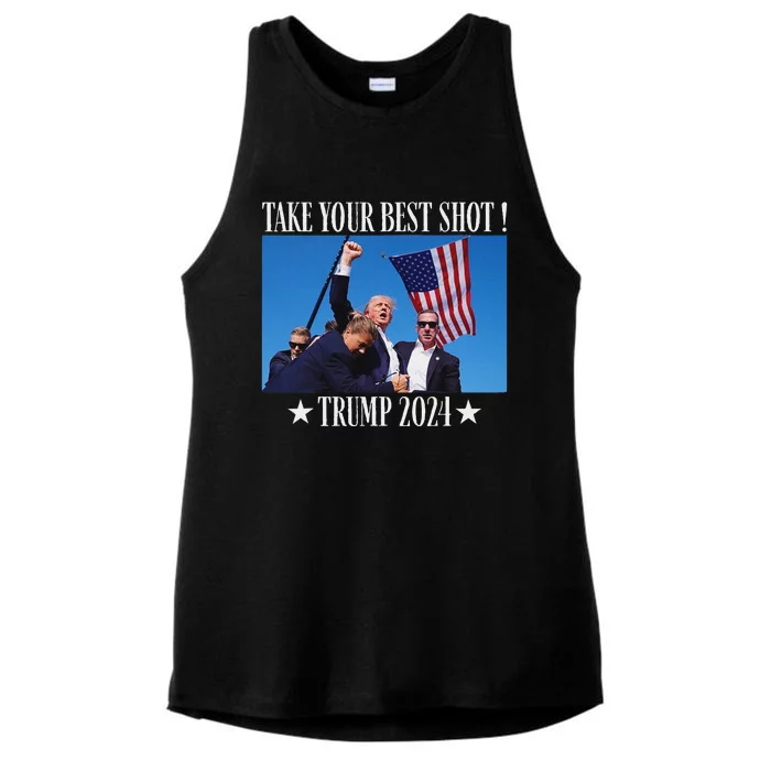 Take Your Best Shot Trump Shot Ladies Tri-Blend Wicking Tank