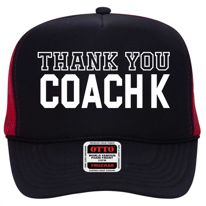 Thank You Coach K Basketball High Crown Mesh Trucker Hat