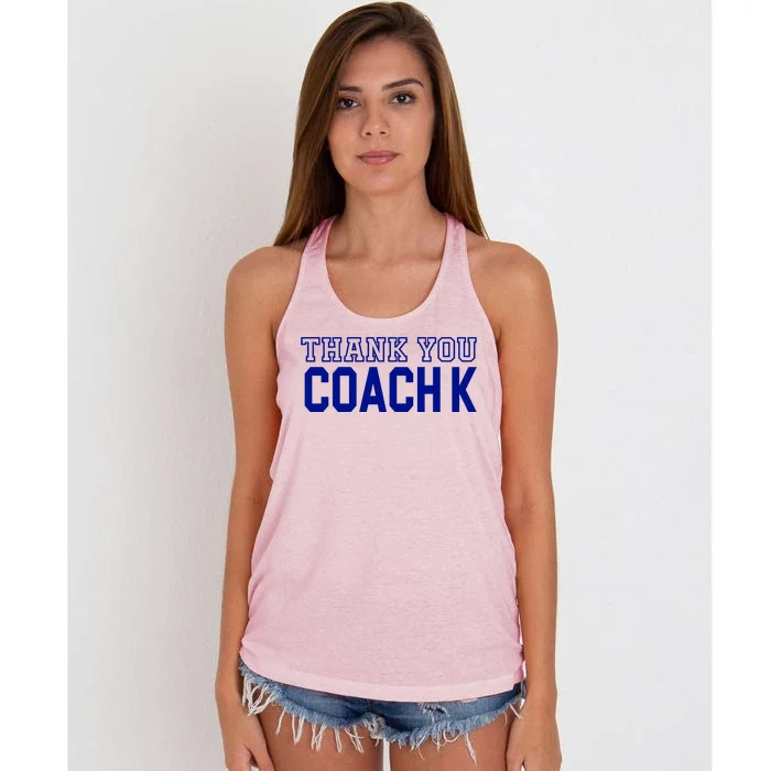 Thank You Coach K Basketball Women's Knotted Racerback Tank