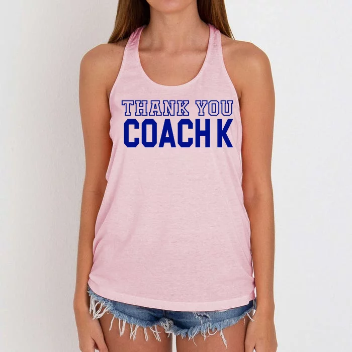 Thank You Coach K Basketball Women's Knotted Racerback Tank