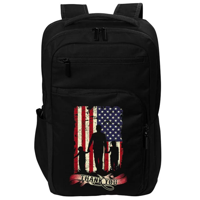 Thank You Daddy American Flag Fathers Day Present For Dad Cute Gift Impact Tech Backpack