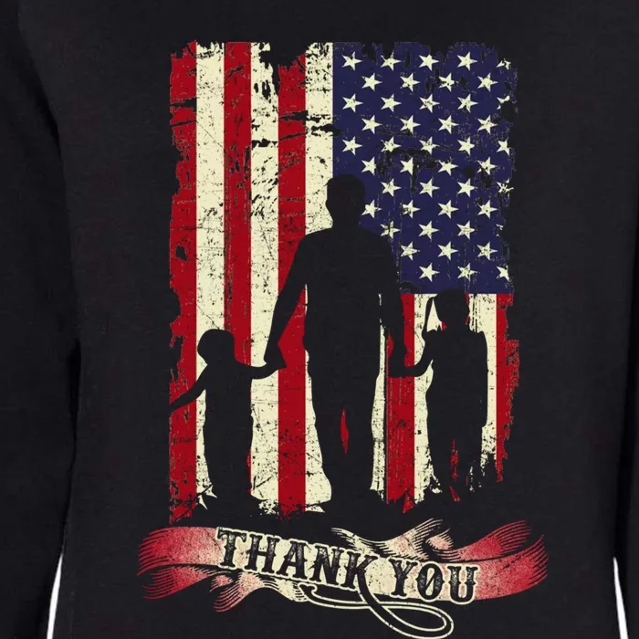 Thank You Daddy American Flag Fathers Day Present For Dad Cute Gift Womens California Wash Sweatshirt