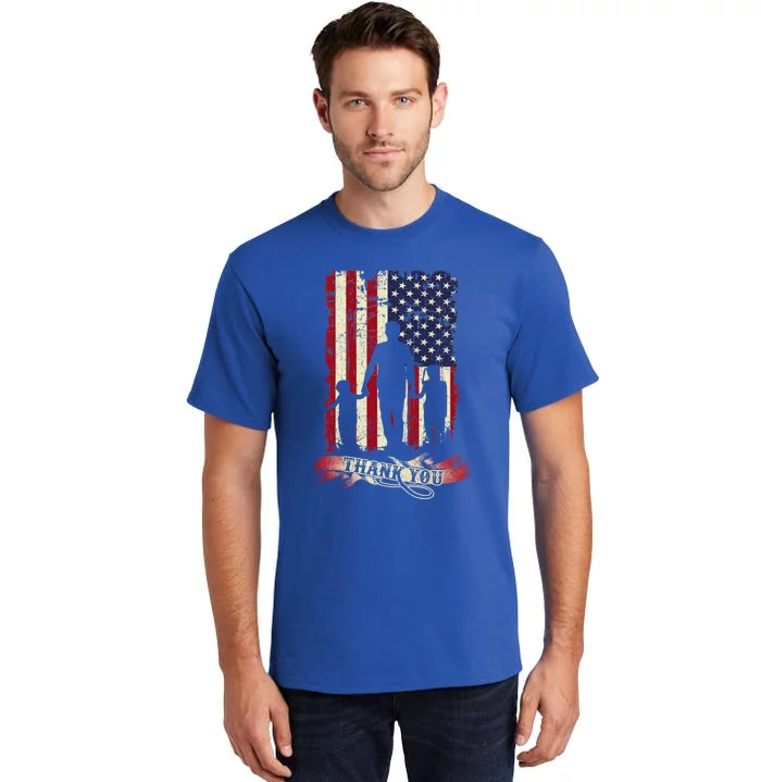 Thank You Daddy American Flag Fathers Day Present For Dad Cute Gift Tall T-Shirt