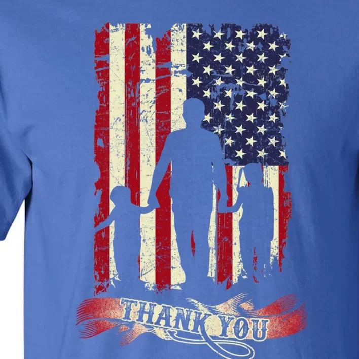 Thank You Daddy American Flag Fathers Day Present For Dad Cute Gift Tall T-Shirt