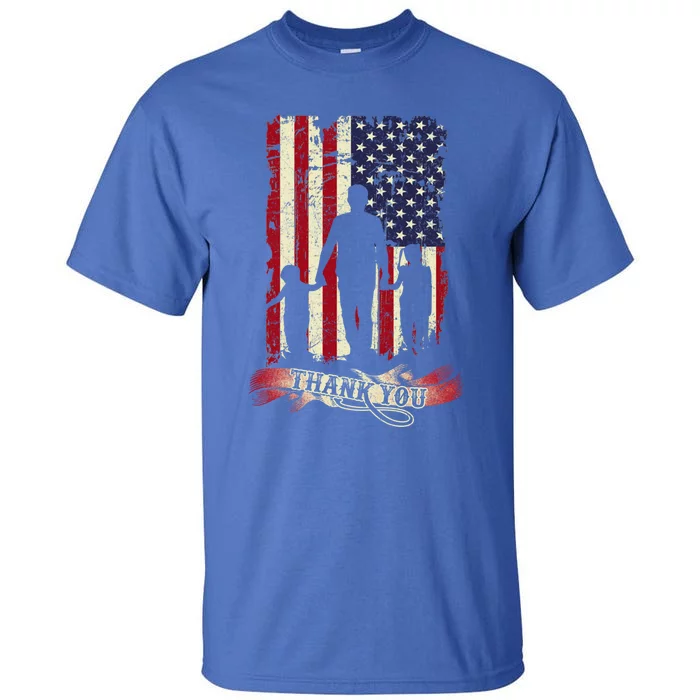 Thank You Daddy American Flag Fathers Day Present For Dad Cute Gift Tall T-Shirt