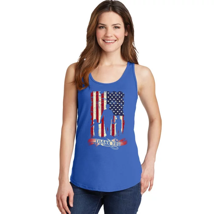 Thank You Daddy American Flag Fathers Day Present For Dad Cute Gift Ladies Essential Tank