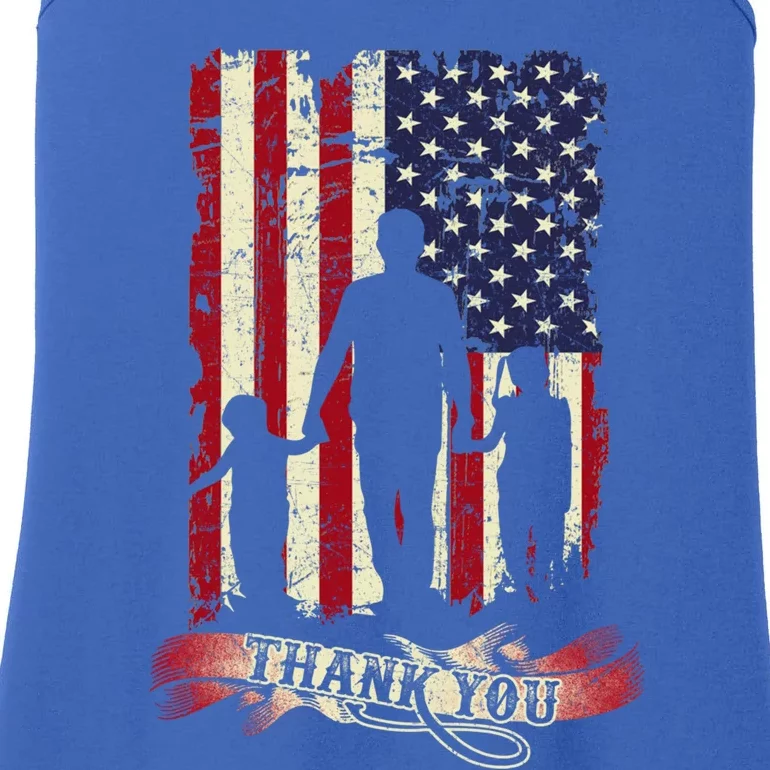 Thank You Daddy American Flag Fathers Day Present For Dad Cute Gift Ladies Essential Tank