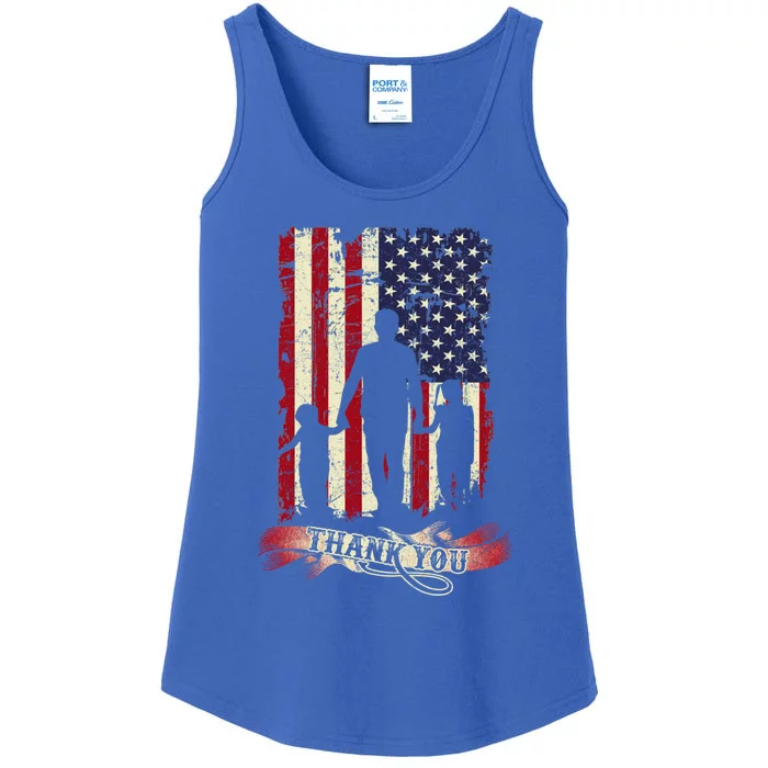 Thank You Daddy American Flag Fathers Day Present For Dad Cute Gift Ladies Essential Tank