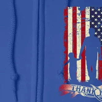 Thank You Daddy American Flag Fathers Day Present For Dad Cute Gift Full Zip Hoodie