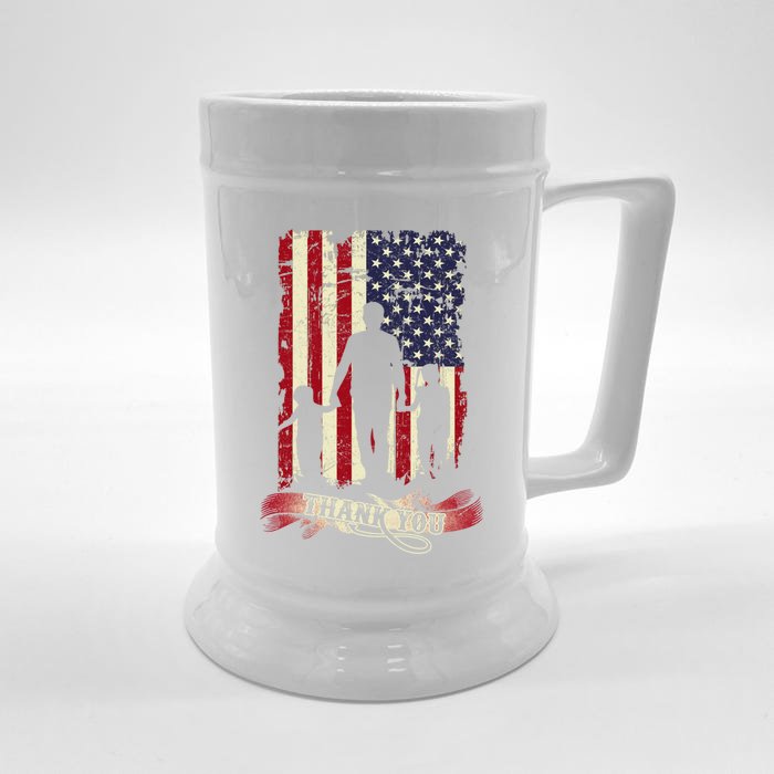 Thank You Daddy American Flag Fathers Day Present For Dad Cute Gift Front & Back Beer Stein