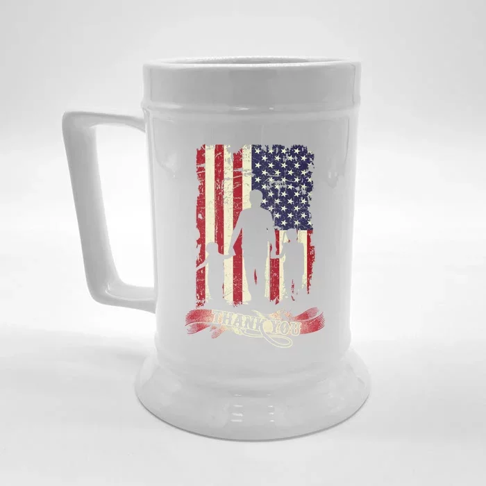 Thank You Daddy American Flag Fathers Day Present For Dad Cute Gift Front & Back Beer Stein