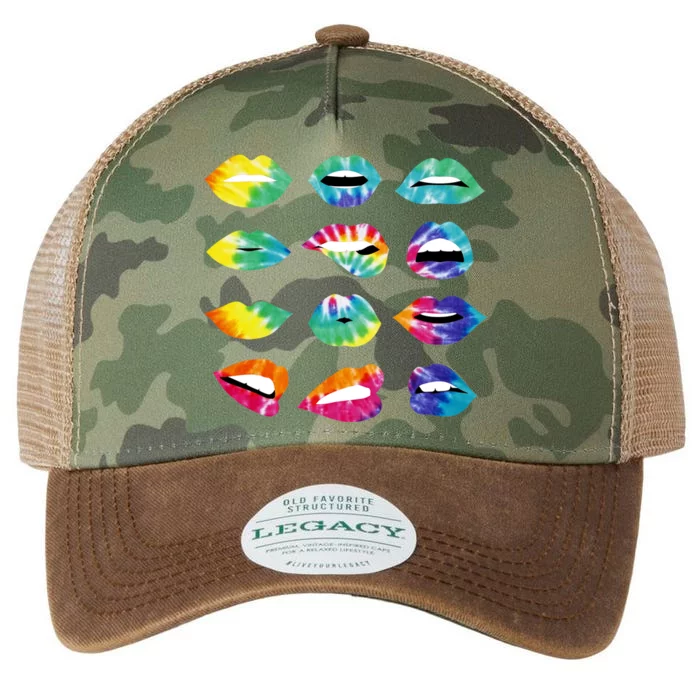 Tye Dye Colorful Hippy Lips Legacy Tie Dye Trucker Hat