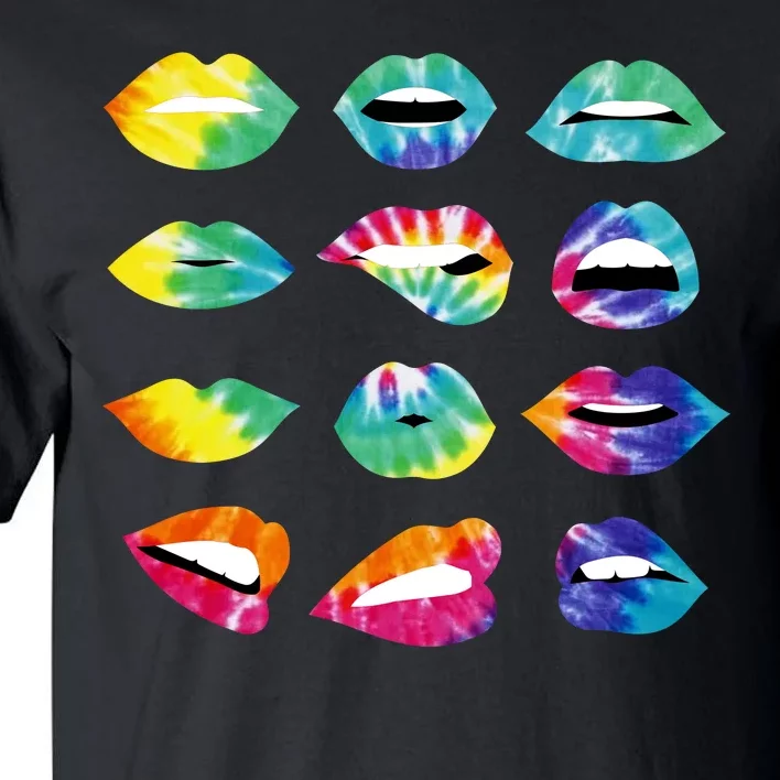 Tye Dye Colorful Hippy Lips Tall T-Shirt