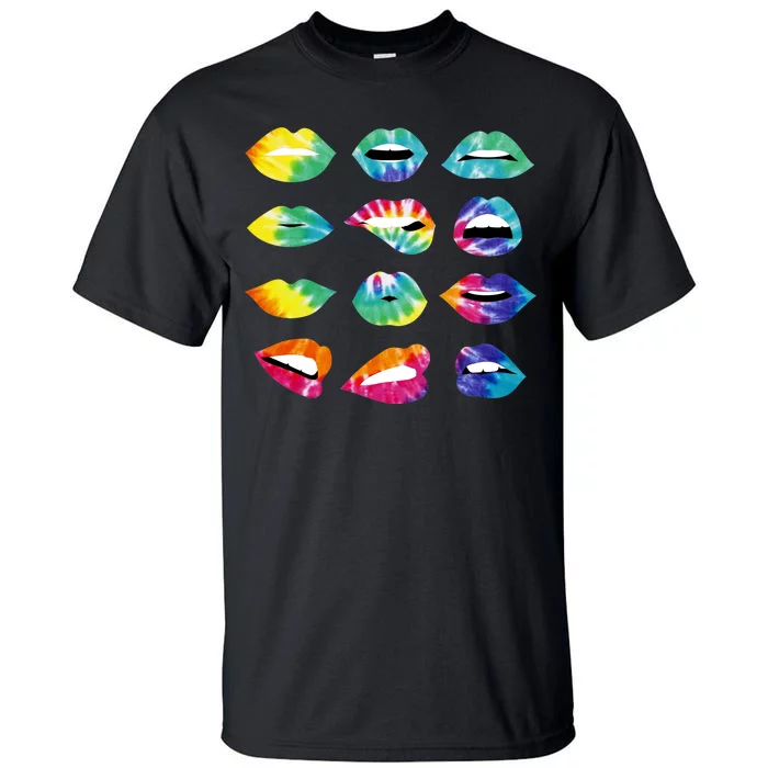 Tye Dye Colorful Hippy Lips Tall T-Shirt