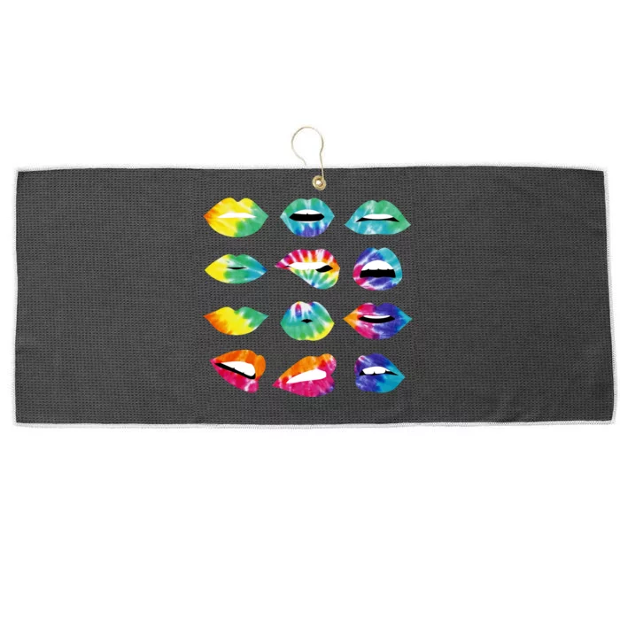 Tye Dye Colorful Hippy Lips Large Microfiber Waffle Golf Towel