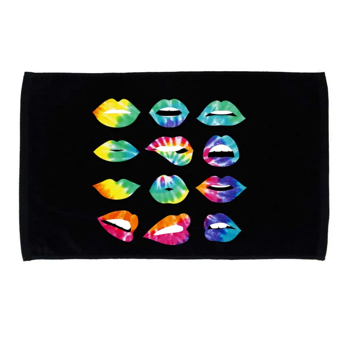 Tye Dye Colorful Hippy Lips Microfiber Hand Towel