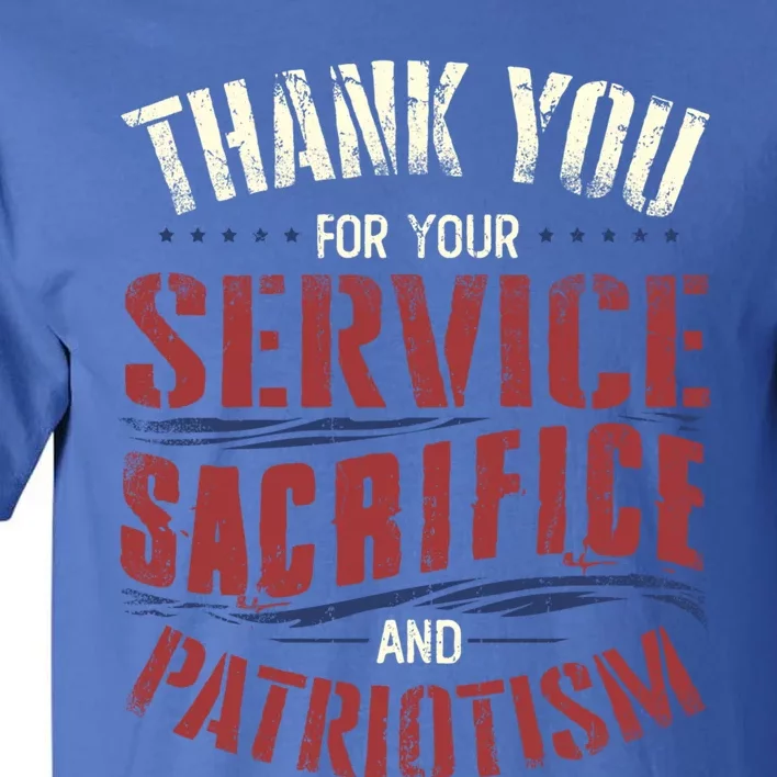 Thank You For Your Service Patriotic America Veteran's Day Funny Gift Tall T-Shirt