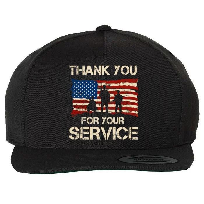 Thank You For Your Service Veterans Day Vintage USA Wool Snapback Cap