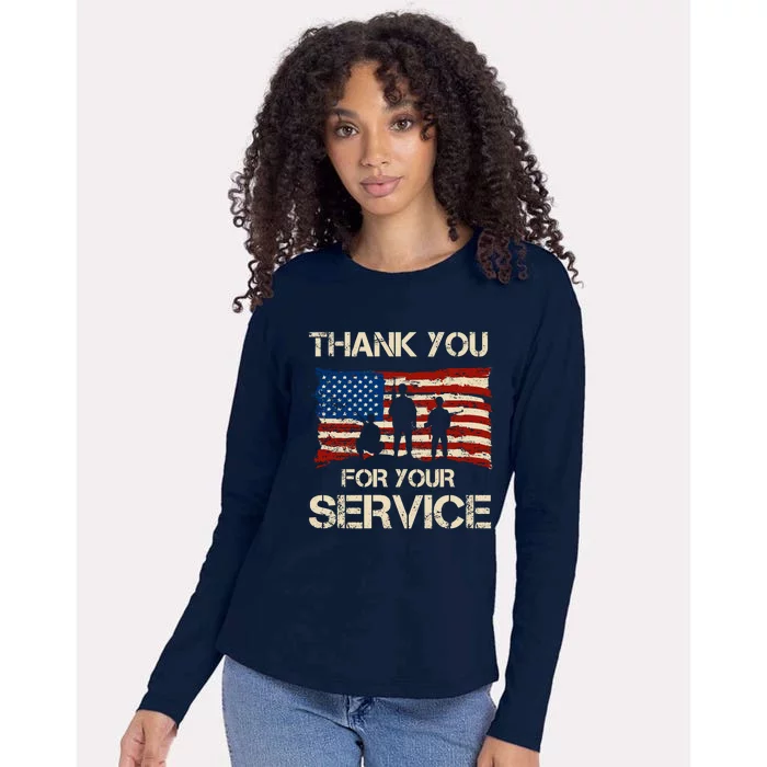 Thank You For Your Service Veterans Day Vintage USA Womens Cotton Relaxed Long Sleeve T-Shirt