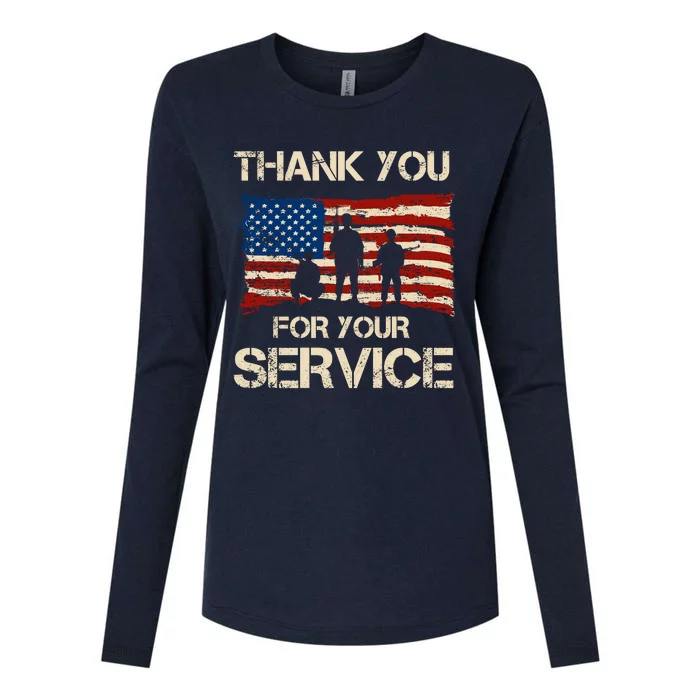 Thank You For Your Service Veterans Day Vintage USA Womens Cotton Relaxed Long Sleeve T-Shirt