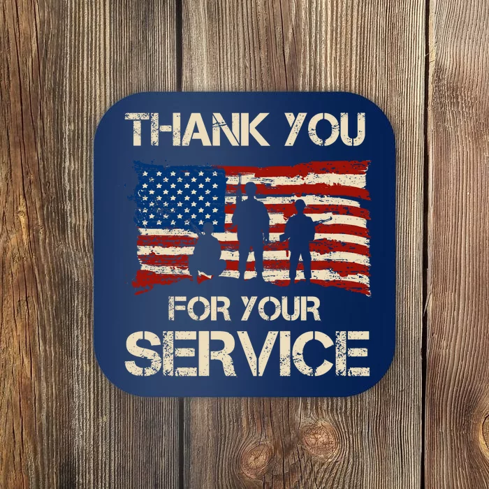 Thank You For Your Service Veterans Day Vintage USA Coaster