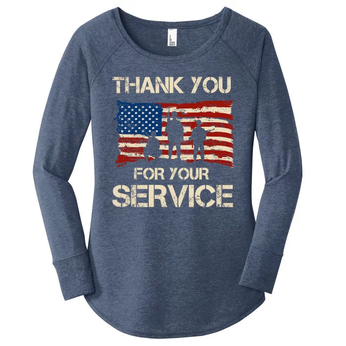 Thank You For Your Service Veterans Day Vintage USA Women's Perfect Tri Tunic Long Sleeve Shirt