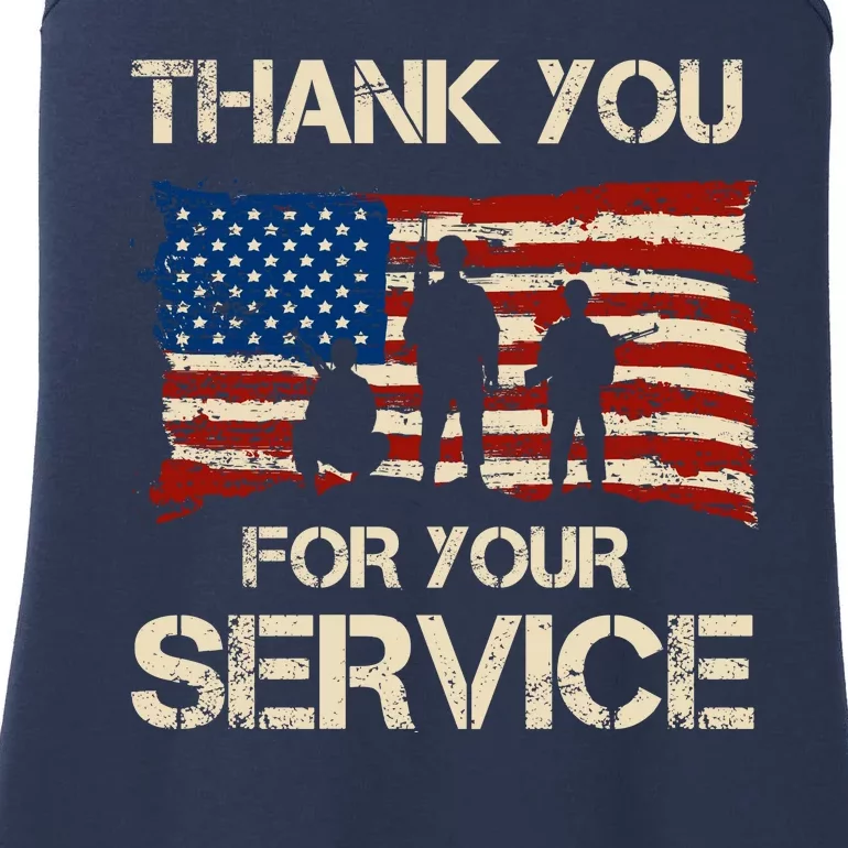 Thank You For Your Service Veterans Day Vintage USA Ladies Essential Tank