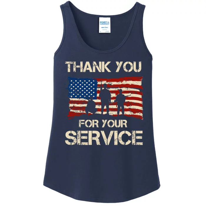 Thank You For Your Service Veterans Day Vintage USA Ladies Essential Tank