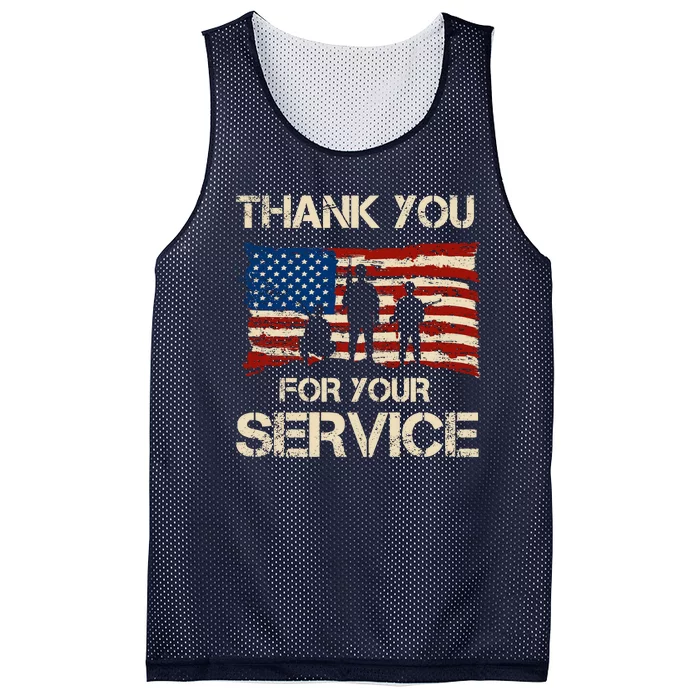 Thank You For Your Service Veterans Day Vintage USA Mesh Reversible Basketball Jersey Tank