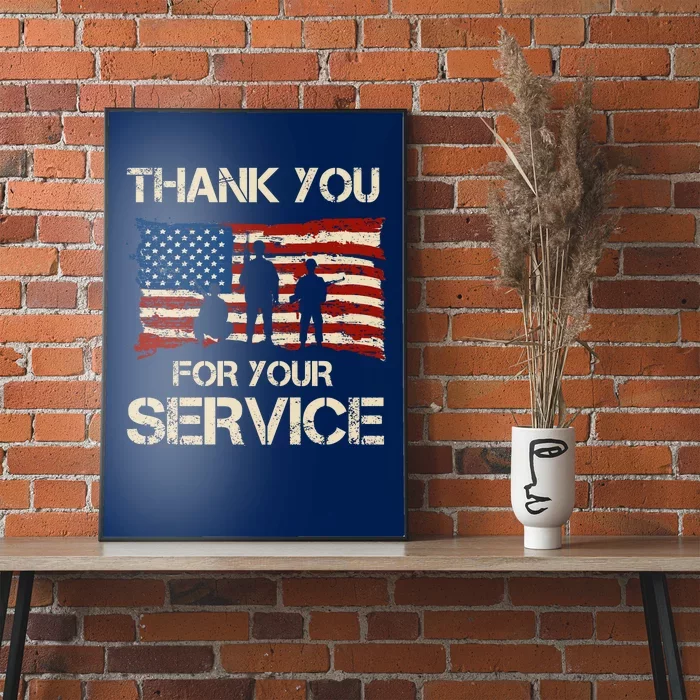 Thank You For Your Service Veterans Day Vintage USA Poster