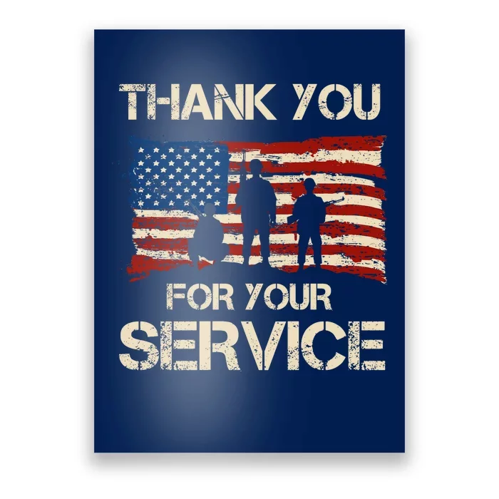 Thank You For Your Service Veterans Day Vintage USA Poster