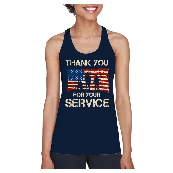 Thank You For Your Service Veterans Day Vintage USA Women's Racerback Tank