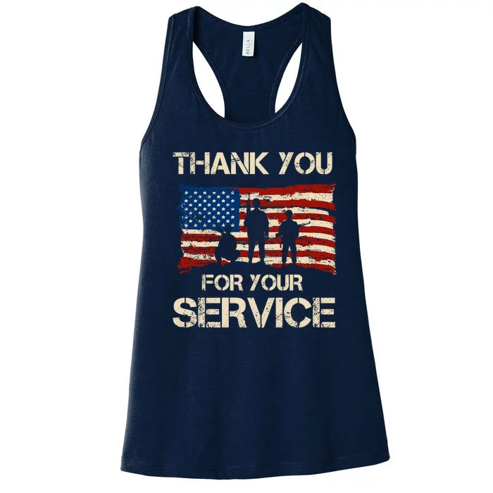 Thank You For Your Service Veterans Day Vintage USA Women's Racerback Tank