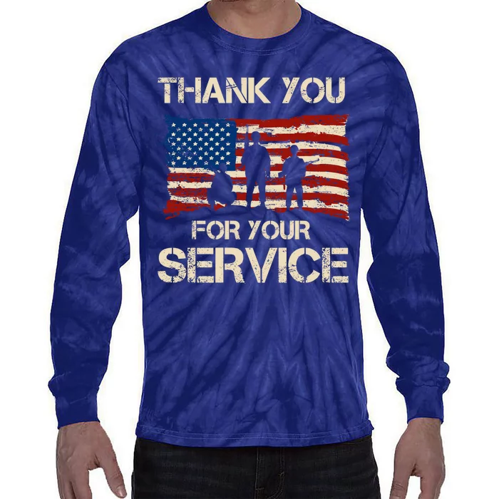 Thank You For Your Service Veterans Day Vintage USA Tie-Dye Long Sleeve Shirt