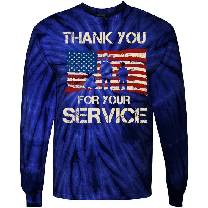 Thank You For Your Service Veterans Day Vintage USA Tie-Dye Long Sleeve Shirt